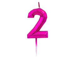 Свеча -цифра "2" Диамант Маджента 4,5смV