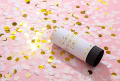 Пневмохлопушка, Белый, Конфетти тишью, 10 см, 1 шт.