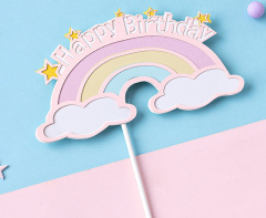 Топпер, Радуга, Розовая, HAPPY BIRTHDAY, 1 шт.