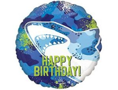 A Шар (18''/46 см) Круг, Happy Birthday, Акула, 1 шт. в уп.
